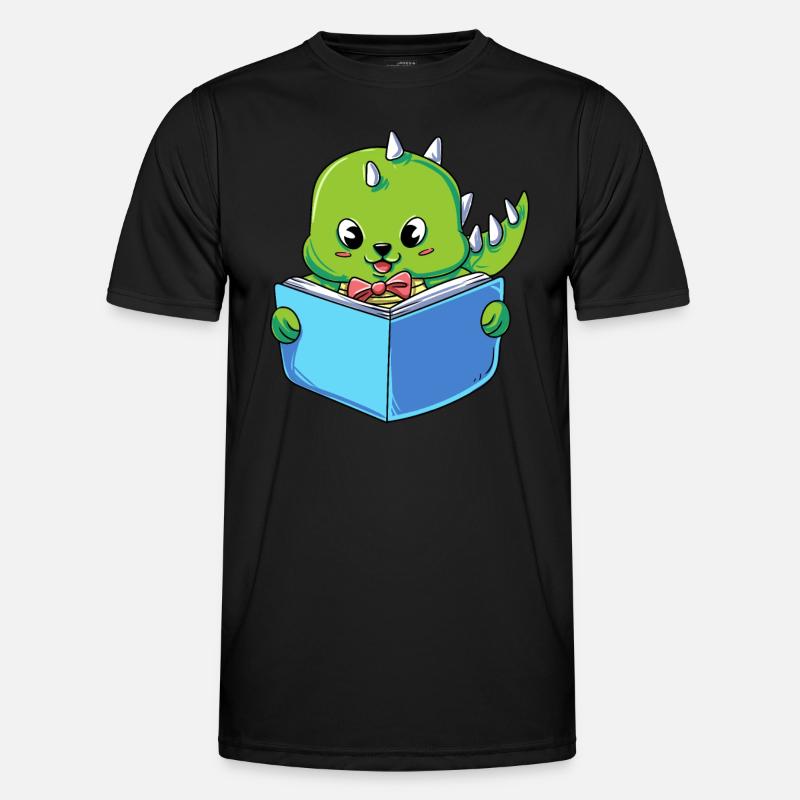 Dinosaur reading a book Men's Functional T-Shirt