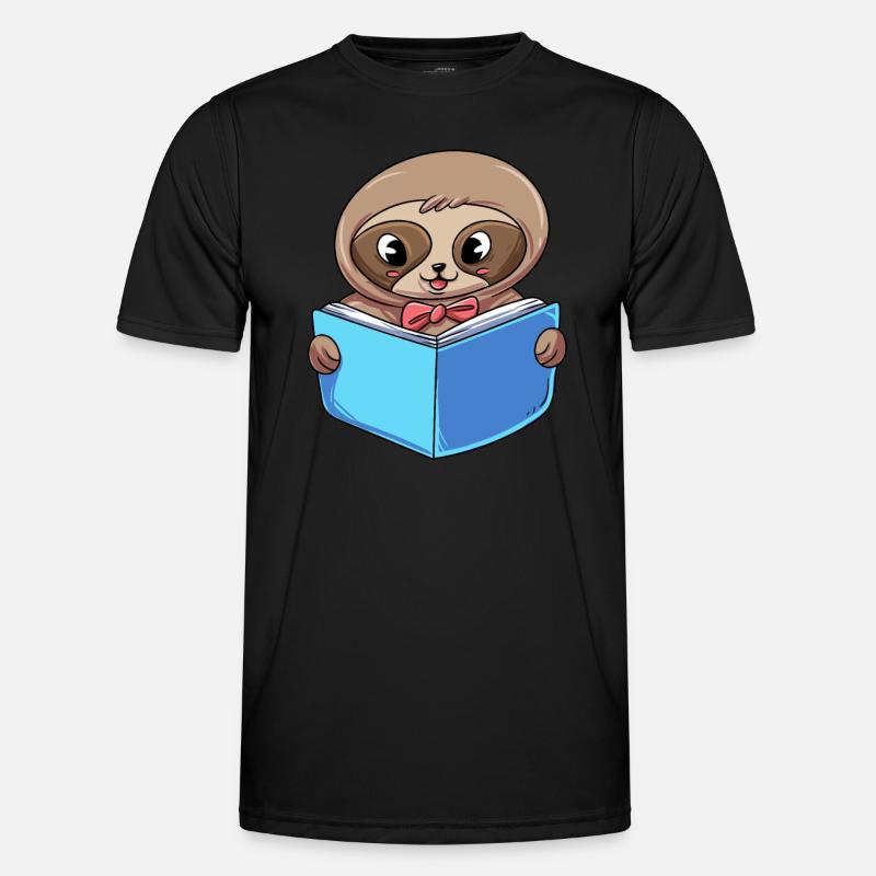 Sloth Reading Book - Men's Functional T-Shirt - black