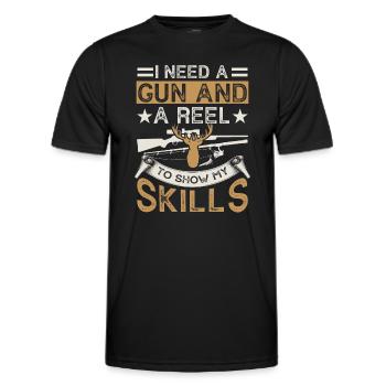 Archery Fish Hunter Fisherman Antlers - Men's Functional T-Shirt - black - Front - AI Model Male 178 dark (178cm)