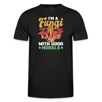 Fungal Mycelium Fly agaric Mycology Morel Foodie - Men's Functional T-Shirt - black - Front - AI Model Male 178 dark (178cm)