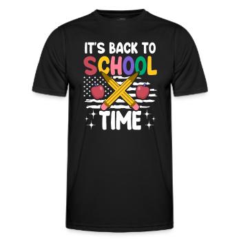 Enseignant patriote le premier jour d’école - T-shirt sport Homme - noir - Devant - AI Model Male 178 dark (178cm)