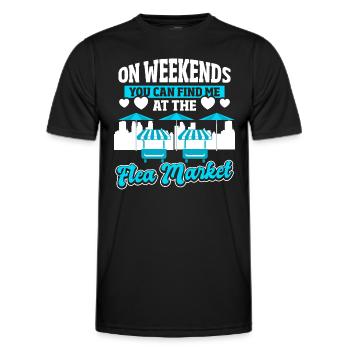 Vendeur junkie d’échange d’objets de collection - T-shirt sport Homme - noir - Devant - AI Model Male 178 dark (178cm)