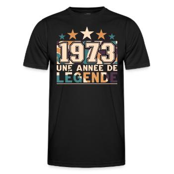 Homme Né En 1973 Anniversaire 50 Ans - T-shirt sport Homme - noir - Devant - AI Model Male 178 dark (178cm)