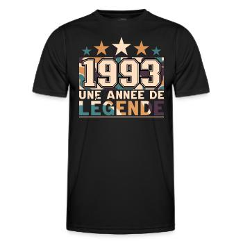 Homme Né En 1993 Anniversaire 30 Ans - T-shirt sport Homme - noir - Devant - AI Model Male 178 dark (178cm)