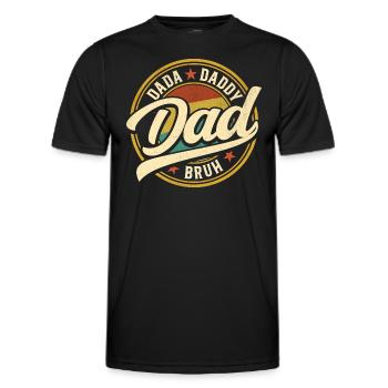 Dada Papa Bruh Vatertagsgeschenk 2024 - Männer Funktions-T-Shirt - Schwarz - Vorne - AI Model Male 178 dark (178cm)