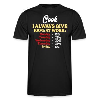 100% Au Travail Citation Drôle Cuisinier - T-shirt sport Homme - noir - Devant - AI Model Male 178 dark (178cm)