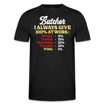 100% Au Travail Citation Drôle Boucher - T-shirt sport Homme - noir - Devant - AI Model Male 178 dark (178cm)