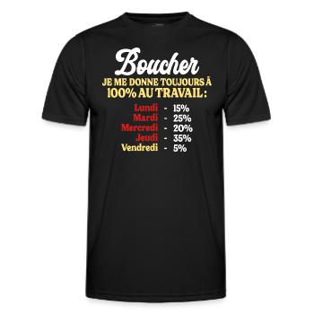 100% Au Travail Citation Drôle Boucher - T-shirt sport Homme - noir - Devant - AI Model Male 178 dark (178cm)