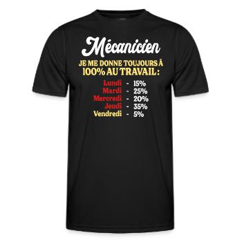 100% Au Travail Citation Drôle Mécanicien - T-shirt sport Homme - noir - Devant - AI Model Male 178 dark (178cm)