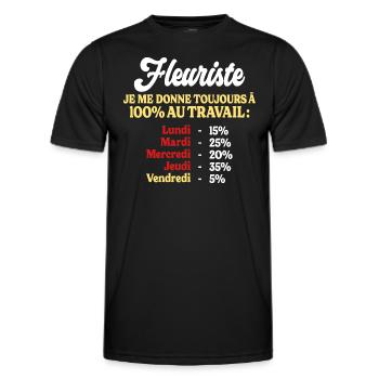 100% Au Travail Citation Drôle Fleuriste - T-shirt sport Homme - noir - Devant - AI Model Male 178 dark (178cm)