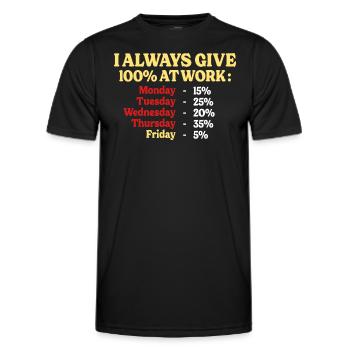 100% Au Travail Citation Drôle Travail Bureau - T-shirt sport Homme - noir - Devant - AI Model Male 178 dark (178cm)