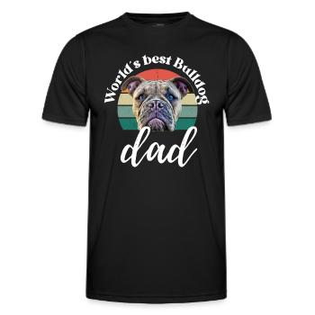 LE MEILLEUR PAPA BOULEDOGUE DU MONDE ... Chien Chien Bulldog - T-shirt sport Homme - noir - Devant - AI Model Male 178 dark (178cm)