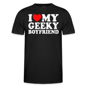 J'aime Mon Petit Ami Geek J'Adore Mon Copain Geek - T-shirt sport Homme - noir - Devant - AI Model Male 178 dark (178cm)