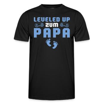 Schwangerschaftsankündigung Leveled up zum Papa - Männer Funktions-T-Shirt - Schwarz - Vorne - AI Model Male 178 dark (178cm)