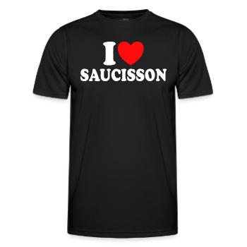 I Love Sausage Humor Aperitif Sausage - Men's Functional T-Shirt - black - Front - AI Model Male 178 dark (178cm)