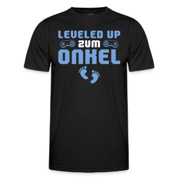 Schwangerschaftsankündigung Leveled up zum Onkel - Männer Funktions-T-Shirt - Schwarz - Vorne - AI Model Male 178 dark (178cm)