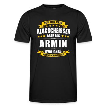 Name Armin Vorname Klugscheisser Namenstag - Männer Funktions-T-Shirt - Schwarz - Vorne - AI Model Male 178 dark (178cm)