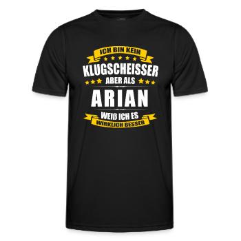 Name Arian Vorname Klugscheisser Namenstag - Männer Funktions-T-Shirt - Schwarz - Vorne - AI Model Male 178 dark (178cm)