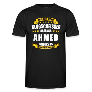 Name Ahmed Vorname Klugscheisser Namenstag - Männer Funktions-T-Shirt - Schwarz - Vorne - AI Model Male 178 dark (178cm)