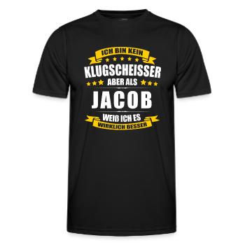 Name Jacob Vorname Klugscheisser Namenstag - Männer Funktions-T-Shirt - Schwarz - Vorne - AI Model Male 178 dark (178cm)