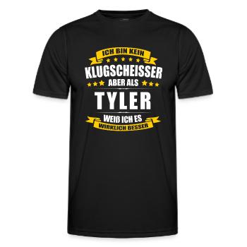 Name Tyler Vorname Klugscheisser Namenstag - Männer Funktions-T-Shirt - Schwarz - Vorne - AI Model Male 178 dark (178cm)