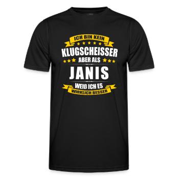Name Janis Vorname Klugscheisser Namenstag - Männer Funktions-T-Shirt - Schwarz - Vorne - AI Model Male 178 dark (178cm)