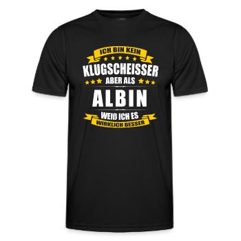 Name Albin Vorname Klugscheisser Namenstag - Männer Funktions-T-Shirt - Schwarz - Vorne - AI Model Male 178 dark (178cm)