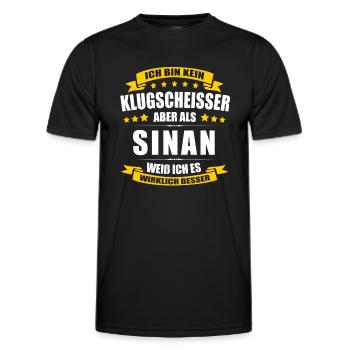 Name Sinan Vorname Klugscheisser Namenstag - Männer Funktions-T-Shirt - Schwarz - Vorne - AI Model Male 178 dark (178cm)