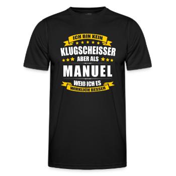 Name Manuel Vorname Klugscheisser Namenstag - Männer Funktions-T-Shirt - Schwarz - Vorne - AI Model Male 178 dark (178cm)