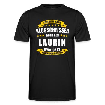 Name Laurin Vorname Klugscheisser Namenstag - Männer Funktions-T-Shirt - Schwarz - Vorne - AI Model Male 178 dark (178cm)