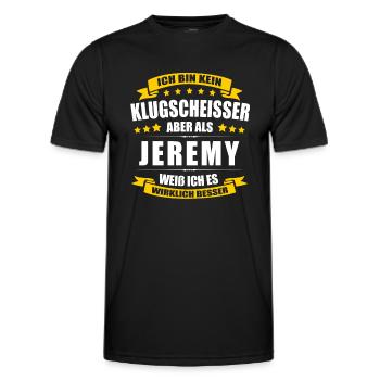 Name Jeremy Vorname Klugscheisser Namenstag - Männer Funktions-T-Shirt - Schwarz - Vorne - AI Model Male 178 dark (178cm)