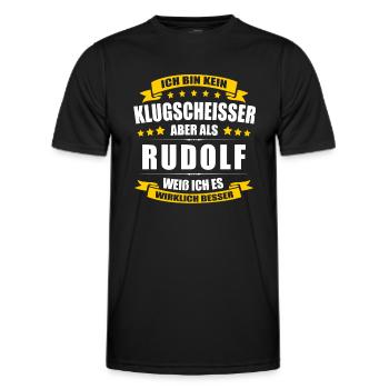 Name Rudolf Vorname Klugscheisser Namenstag - Männer Funktions-T-Shirt - Schwarz - Vorne - AI Model Male 178 dark (178cm)