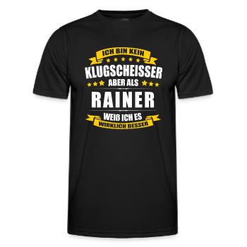 Name Rainer Vorname Klugscheisser Namenstag - Männer Funktions-T-Shirt - Schwarz - Vorne - AI Model Male 178 dark (178cm)