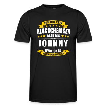 Name Johnny Vorname Klugscheisser Namenstag - Männer Funktions-T-Shirt - Schwarz - Vorne - AI Model Male 178 dark (178cm)