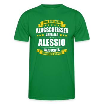 Name Alessio Vorname Klugscheisser Namenstag - Männer Funktions-T-Shirt - Kelly Green - Vorne - AI Model Male 178 dark (178cm)