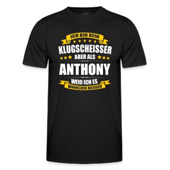 Name Anthony Vorname Klugscheisser Namenstag - Männer Funktions-T-Shirt - Schwarz - Vorne - AI Model Male 178 dark (178cm)