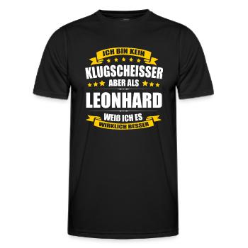 Name Leonhard Vorname Klugscheisser Namenstag - Männer Funktions-T-Shirt - Schwarz - Vorne - AI Model Male 178 dark (178cm)