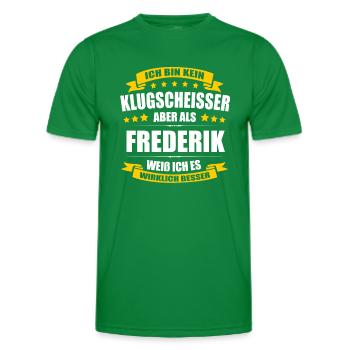 Name Frederik Vorname Klugscheisser Namenstag - Männer Funktions-T-Shirt - Kelly Green - Vorne - AI Model Male 178 dark (178cm)