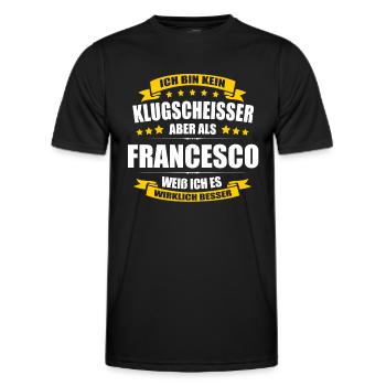 Name Francesco Vorname Klugscheisser Namenstag - Männer Funktions-T-Shirt - Schwarz - Vorne - AI Model Male 178 dark (178cm)