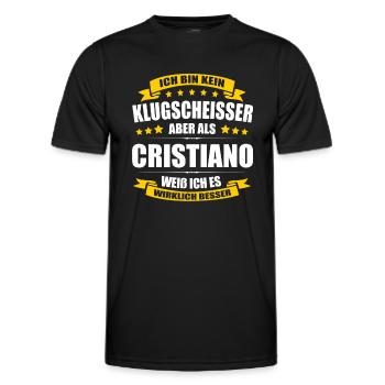Name Cristiano Vorname Klugscheisser Namenstag - Männer Funktions-T-Shirt - Schwarz - Vorne - AI Model Male 178 dark (178cm)