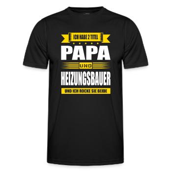 Zwei Titel Papa Und Heizungsbauer Heizungsbau - Männer Funktions-T-Shirt - Schwarz - Vorne - AI Model Male 178 dark (178cm)