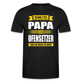 Zwei Titel Papa Und Ofensetzer Ofenbauer - Männer Funktions-T-Shirt - Schwarz - Vorne - AI Model Male 178 dark (178cm)