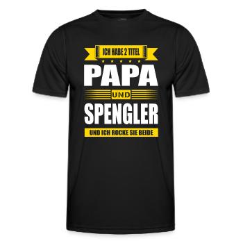 Zwei Titel Papa Und Spengler Blechner Meister - Männer Funktions-T-Shirt - Schwarz - Vorne - AI Model Male 178 dark (178cm)