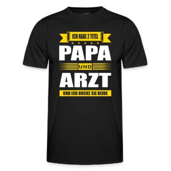 Ich Habe Zwei Titel Papa Und Arzt Facharzt - Männer Funktions-T-Shirt - Schwarz - Vorne - AI Model Male 178 dark (178cm)