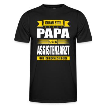 Zwei Titel Papa Und Assistenzarzt Arzt Abschluss - Männer Funktions-T-Shirt - Schwarz - Vorne - AI Model Male 178 dark (178cm)