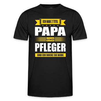 Zwei Titel Papa Und Pfleger Pflege Pflegekraft Fun - Männer Funktions-T-Shirt - Schwarz - Vorne - AI Model Male 178 dark (178cm)
