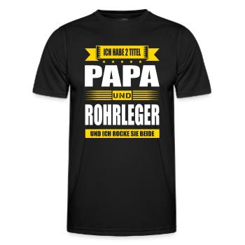 Zwei Titel Papa Und Rohrleger Klempner - Männer Funktions-T-Shirt - Schwarz - Vorne - AI Model Male 178 dark (178cm)