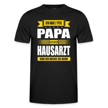 Zwei Titel Papa Und Hausarzt Arzt Facharzt - Männer Funktions-T-Shirt - Schwarz - Vorne - AI Model Male 178 dark (178cm)