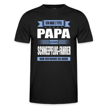 Zwei Titel Papa Und Schneepflugfahrer Winterdienst - Männer Funktions-T-Shirt - Schwarz - Vorne - AI Model Male 178 dark (178cm)
