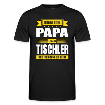 Zwei Titel Papa Und Tischler Meister Abschluss - Männer Funktions-T-Shirt - Schwarz - Vorne - AI Model Male 178 dark (178cm)